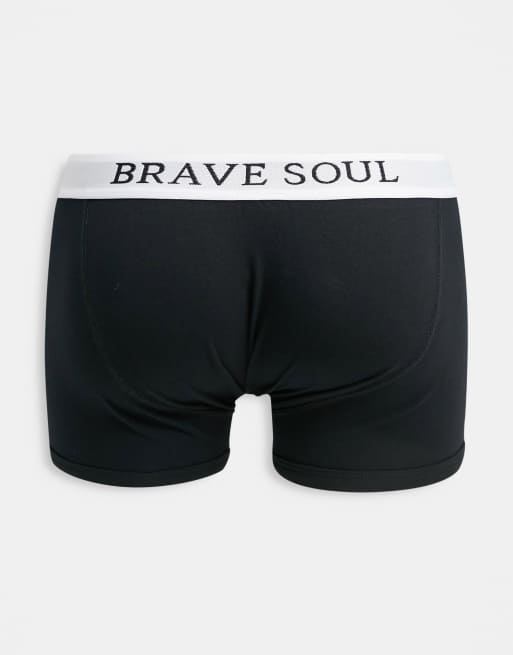 Brave Soul - Set van 5 boxershorts in zwart en wit, 2 van 4