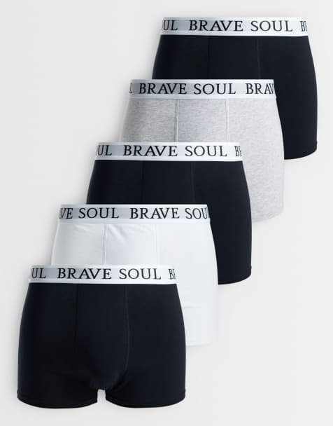 Brave Soul - Set van 5 boxershorts in zwart, wit en grijs - view 1