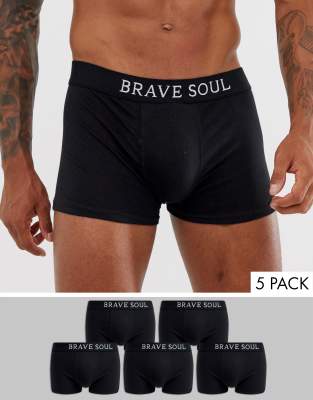 Brave Soul  Svarta boxerhorts i 5-pack Svart