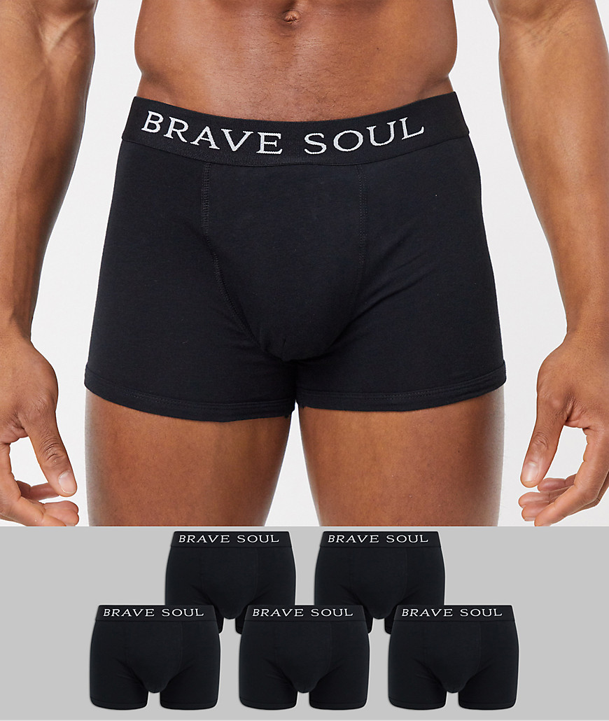 Brave Soul - Set van 5 boxershorts-Zwart