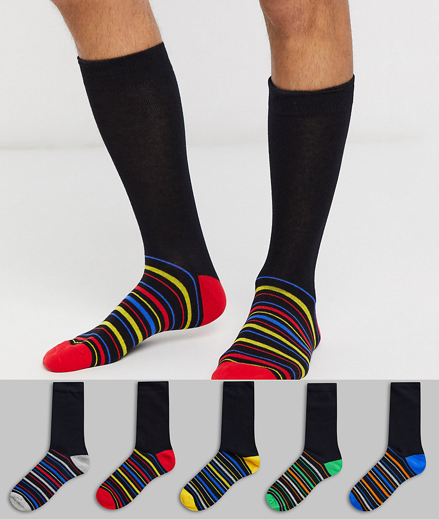 Brave Soul - Set van 5 sokken met motief-Zwart