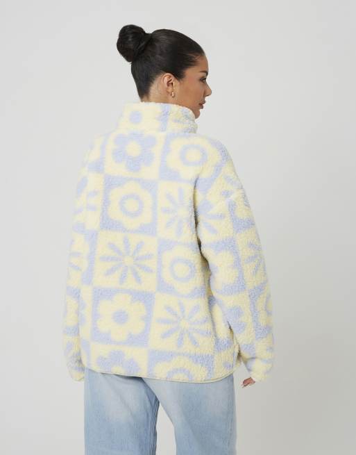Brave Soul Sherpa fleece floral print sweatshirt in yellow, 2 of 4