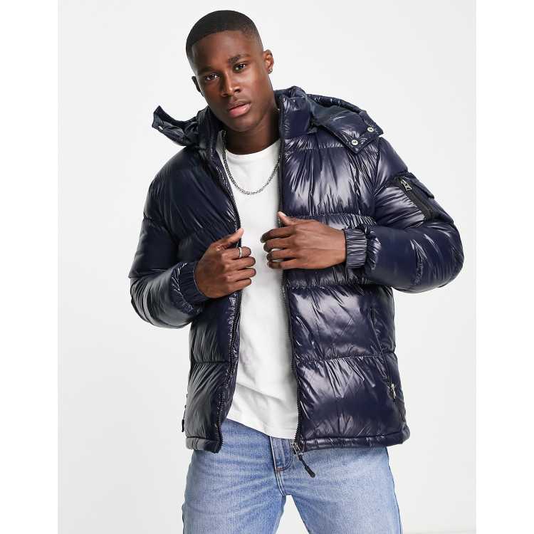 Brave soul padded sale high shine puffer jacket