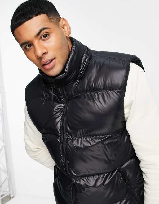 Glossy Sleeveless Puffer Jacket - Ready to Wear