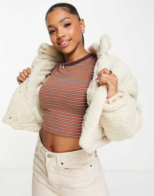 Brave Soul – Shontelle – Teddyfleece-Jacke in Creme