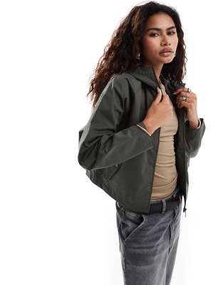 Brave Soul short bat wing jacket with hood in khaki | ASOS