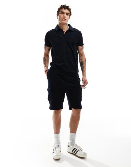 Brave Soul - Short cargo d'ensemble en tissu éponge - Bleu marine
