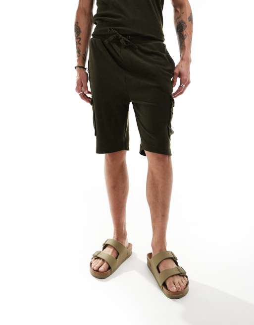 Brave Soul - Short cargo d'ensemble en tissu éponge - Kaki, 2 de 5