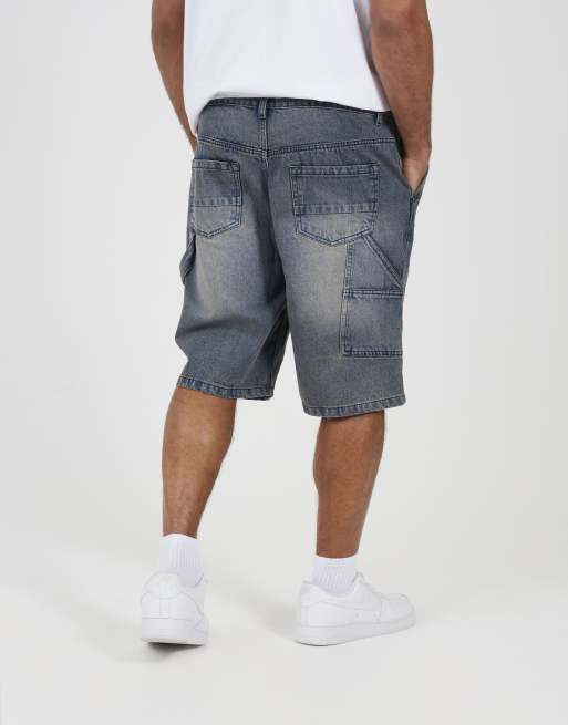 Brave Soul - Short charpentier large en jean - Bleu moyen, 3 de 3