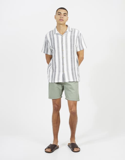 Brave Soul - Short chino en coton avec ourlet retroussé - Vert pâle, 3 de 4