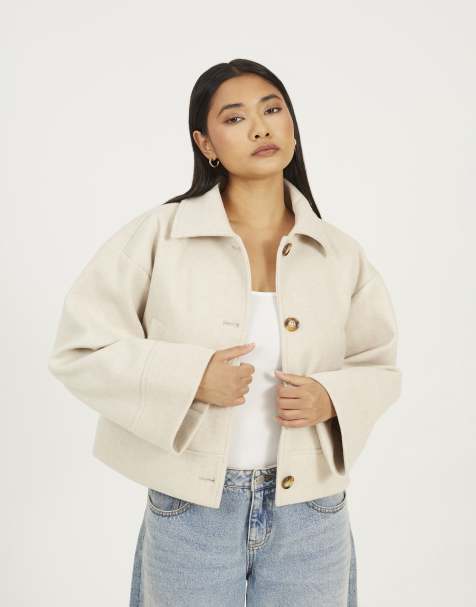Brave Soul Short collared jacket in beige - view 1