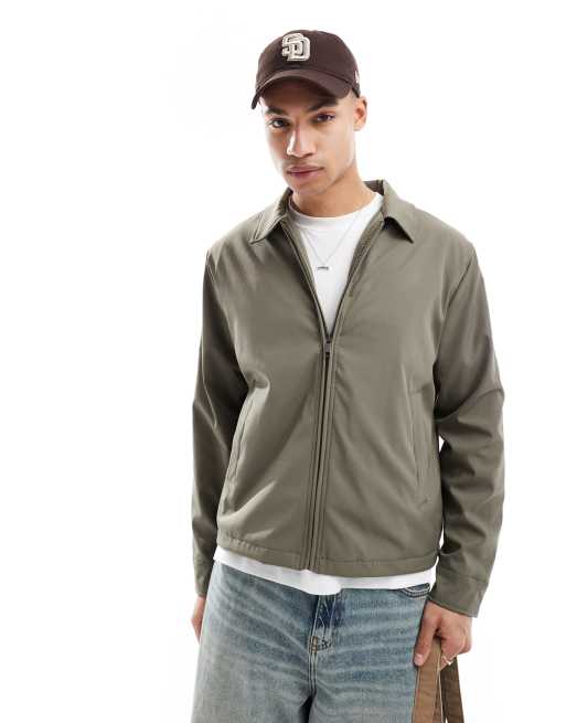 Brave Soul short collared jacket in olive green