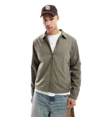 Brave Soul short collared jacket in olive green
