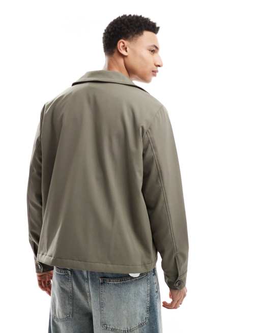 Brave Soul short collared jacket in olive green