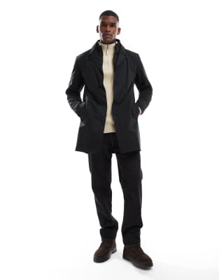 Brave Soul Short Collared Trench Coat In Black