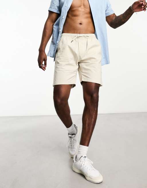 Brave Soul - Short en coton léger à taille élastique - Taupe clair