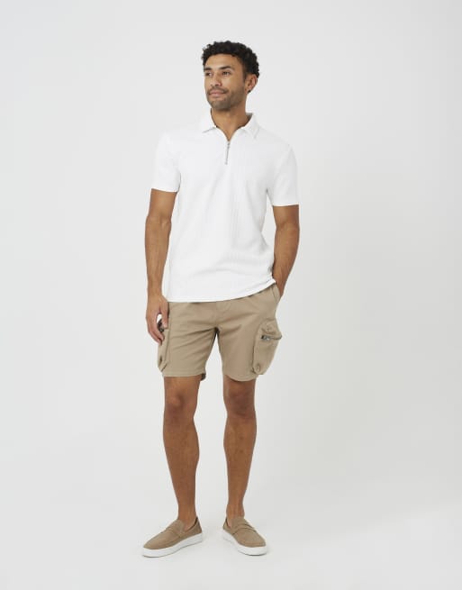 Brave Soul - Short en sergé de coton à poches cargo - Taupe, 3 de 4