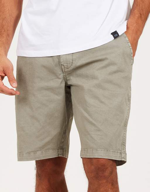 Brave Soul - Short en sergé de coton à taille élastique - Gris clair, 3 de 4