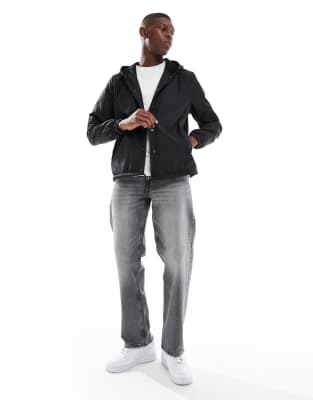 Brave Soul Short Hooded Parka Jacket In Black