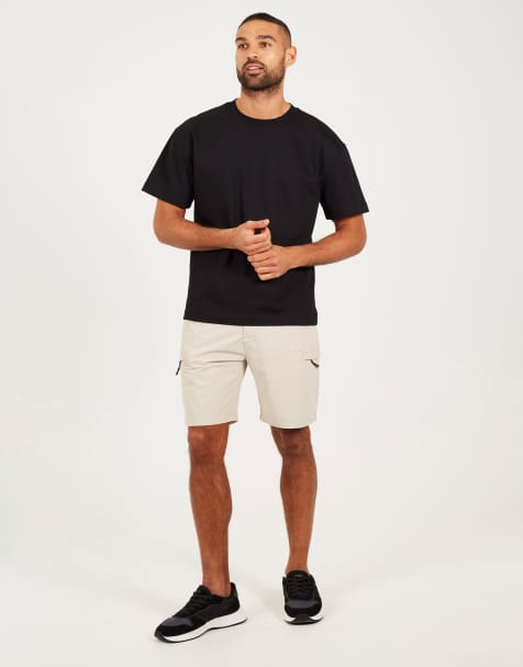 Brave Soul - Short met ceintuur en zakdetail in stone - view 1