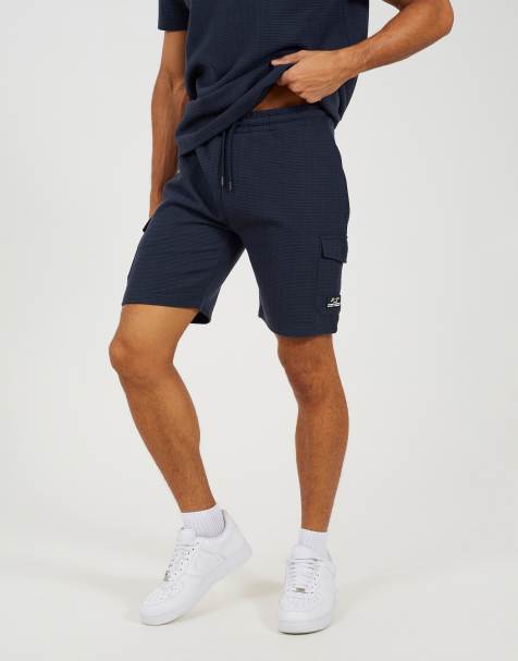 Brave Soul - Short met opgestikte zak en elastische taille in marineblauw - view 1