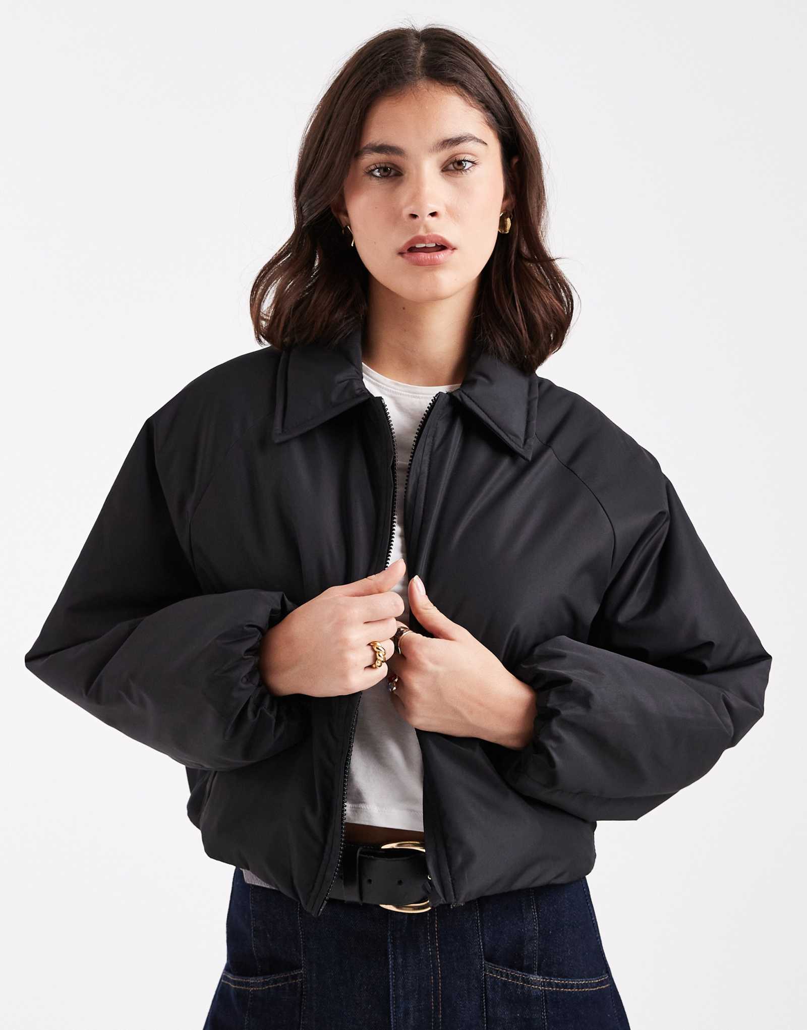 Короткая куртка-бомбер Brave Soul на подкладке с воротником черного цвета