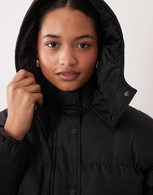 Brave Soul short puffer jacket with hood in black, 2 of 4