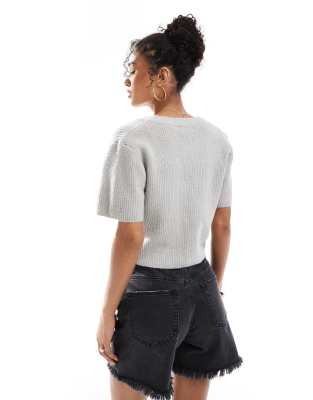 Brave Soul short sleeve cardigan in gray