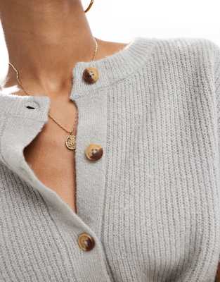 Brave Soul short sleeve cardigan in gray