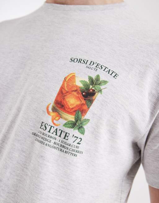 Brave Soul short sleeve cocktail graphic t-shirt in gray, 5 of 5