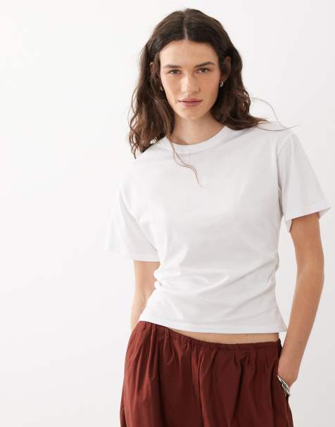 Brave Soul short sleeve corset waist t-shirt in white - view 1