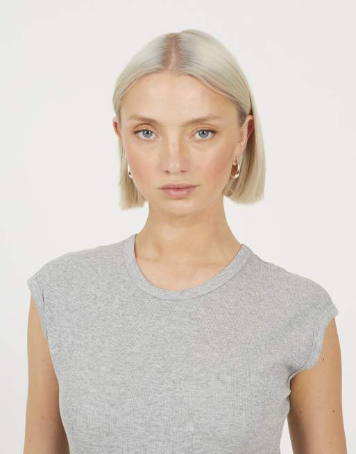 Brave Soul Short sleeve crew neck bodysuit in grey, 4 of 4