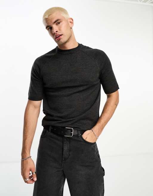 Brave Soul short sleeve knit T-shirt in charcoal gray