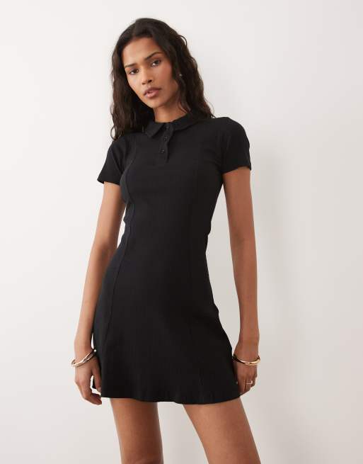 Brave Soul short sleeve mini shirt dress in black, 2 of 4