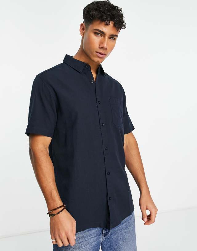 Brave Soul - short sleeve pocket shirt in navy