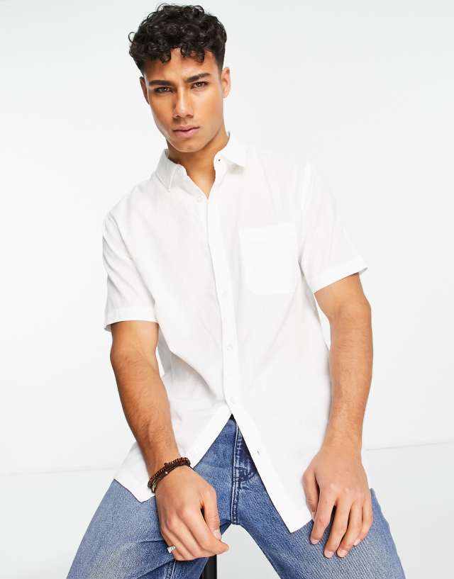 Brave Soul - short sleeve pocket shirt in white