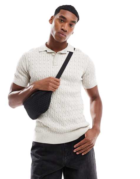 Brave Soul Short sleeve polo shirt in natural - view 1