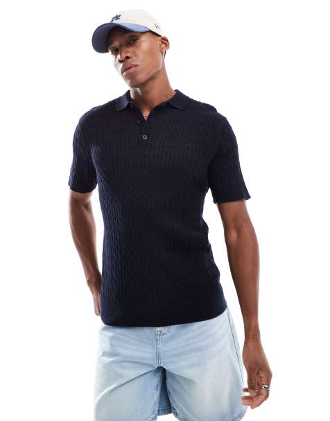 Brave Soul Short sleeve polo shirt in navy - view 1