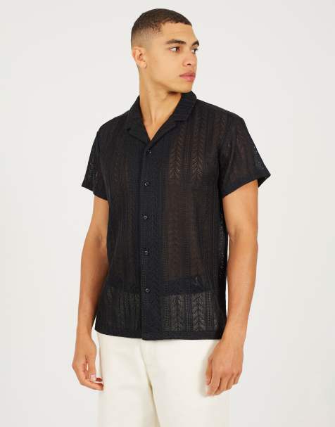 Brave Soul Short sleeve sheer shirt in black