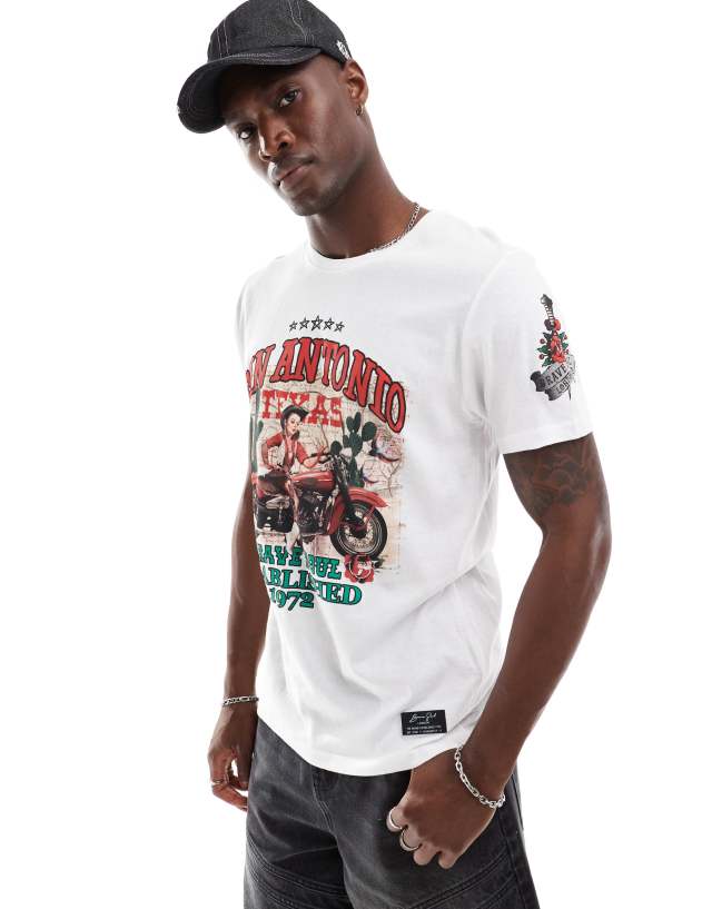 Brave Soul - short sleeve t-shirt with graphic print in white