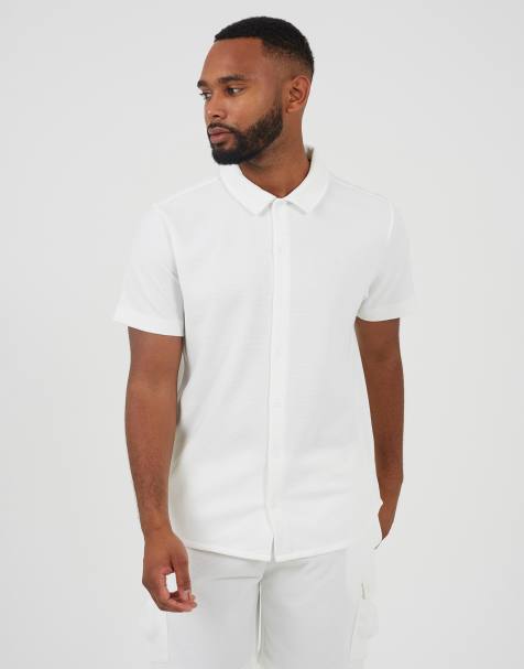 Brave Soul Short sleeve textured shirt in cream