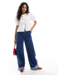 [Brave Soul] Brave Soul short sleeve tie front blouse in white M WHITE