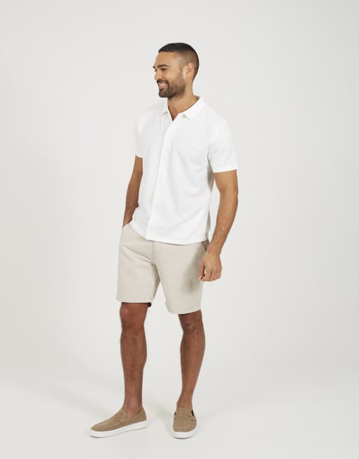Brave Soul Short sleeved textured shirt in cream, 3 of 4