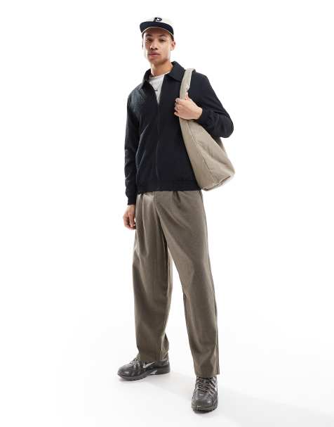 Brave Soul short track jacket with collar in navy - view 1