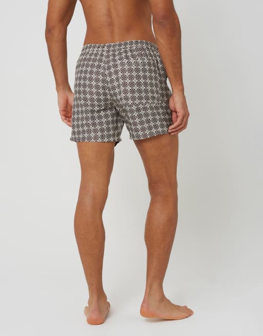 Brave Soul - Shorts de baño marrones estampados, 2 de 4