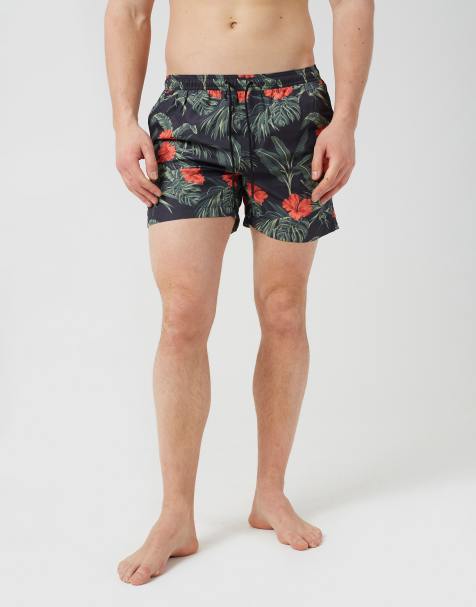 Brave Soul - Shorts de baño negros estampados - view 1