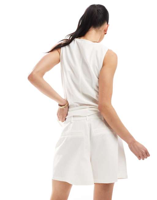 Brave Soul - Shorts met plooien in crème, deel van co-ord set, 4 van 5