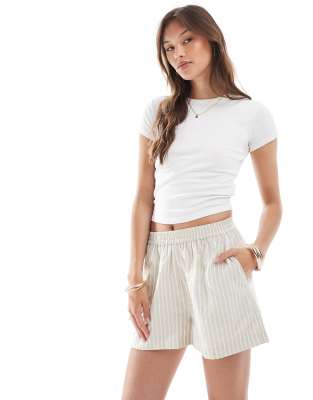 Brave Soul - Shorts zum Überziehen in Steinbeige gestreift-Neutral