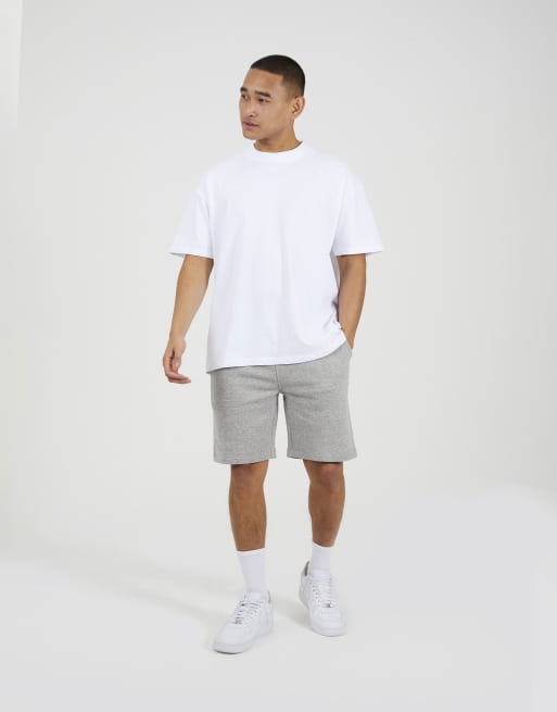 Brave Soul Side stripe drawstring jersey shorts in light grey, 3 of 4