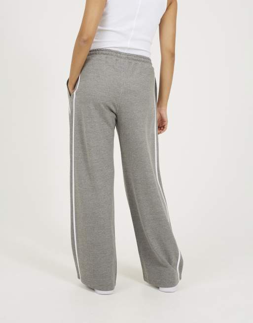 Brave Soul Side stripe wide leg joggers in charcoal, 4 of 4